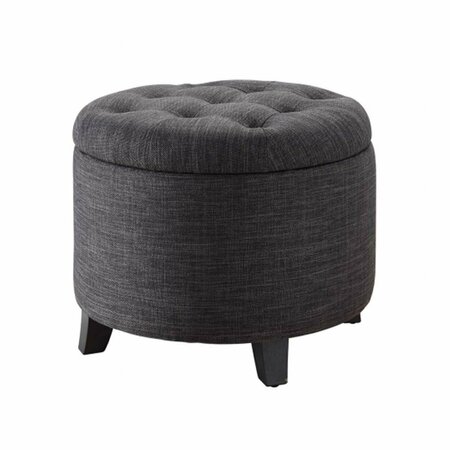 CONVENIENCE CONCEPTS 19.75 x 17 x 19.75 in. Round Ottoman, Gray Fabric HI21819